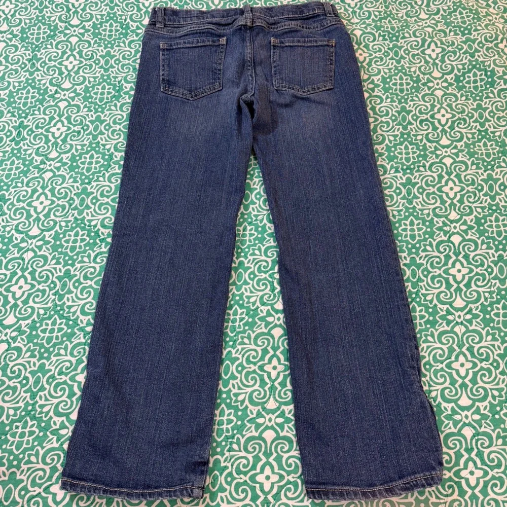 Gymboree Girls Size 8 Plus Blue Denim Jeans Button Tulip Hem Medium Wash Stretch